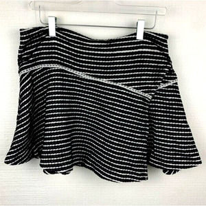 Free People Women's 12 Bento Black/White Woven Striped Skater Skirt MSRP $98